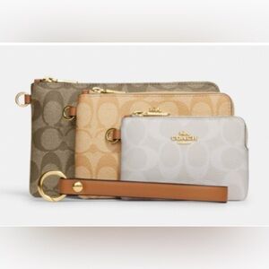 Coach Elegant Trio Wristlet Set - Brown, Cream, Gold